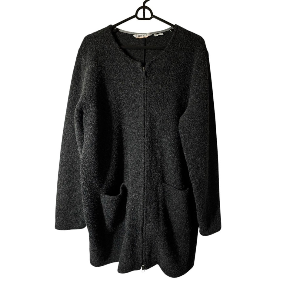Orvis Sweater Men's XL Long Zip-Up Cardigan Pockets Wool Blend‎